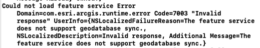 "The feature service does not support geodatabase sync"